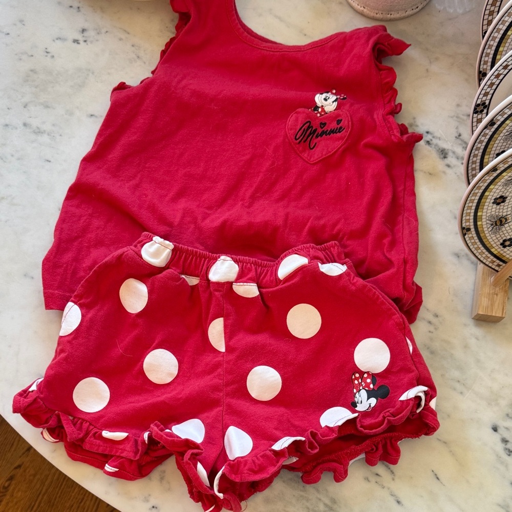 Red Minnie Mouse Tank and Shorts Set